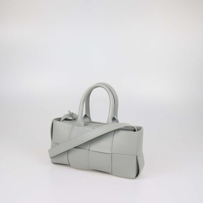 Bottega Veneta Grey Intreccio Leather Mini East/West Arco Tote