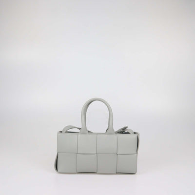 Bottega Veneta Grey Intreccio Leather Mini East/West Arco Tote