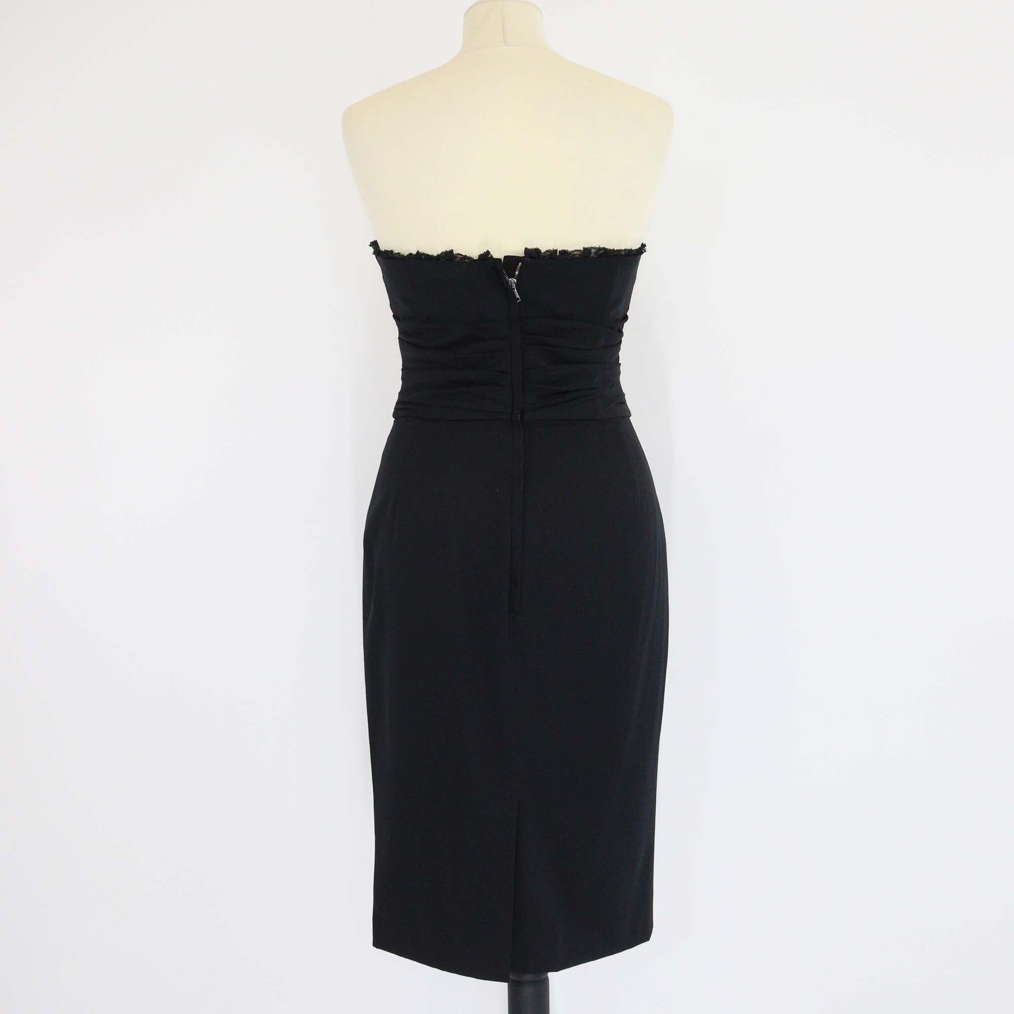 Dolce & Gabbana Black Silk Blended Strapless Dress Womens Dolce & Gabbana 