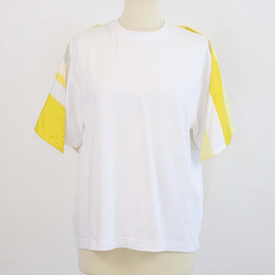 Bottega Veneta White Cotton T Shirt w/ Striped Silk Scarf