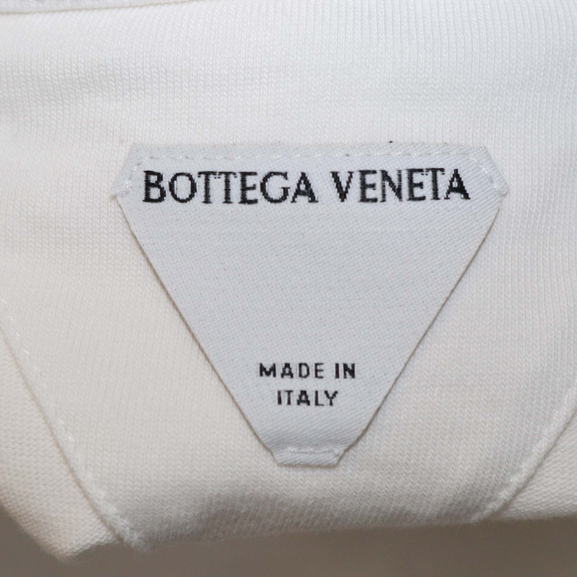 Bottega Veneta White Cotton T Shirt w/ Striped Silk Scarf