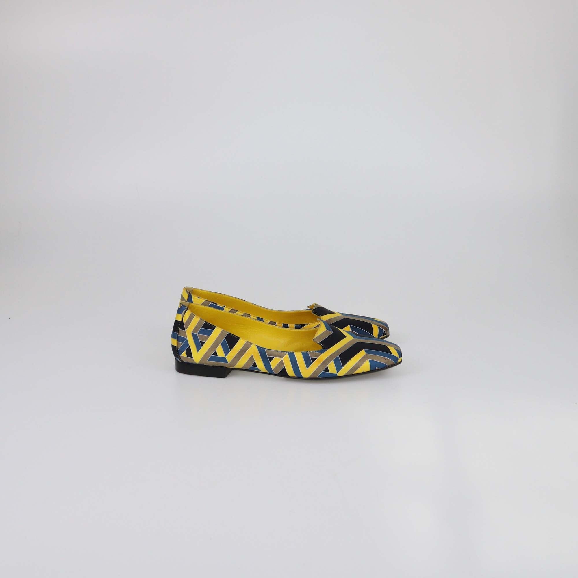 Hermes Multicolor Pattern Print Flats Womens Hermes 