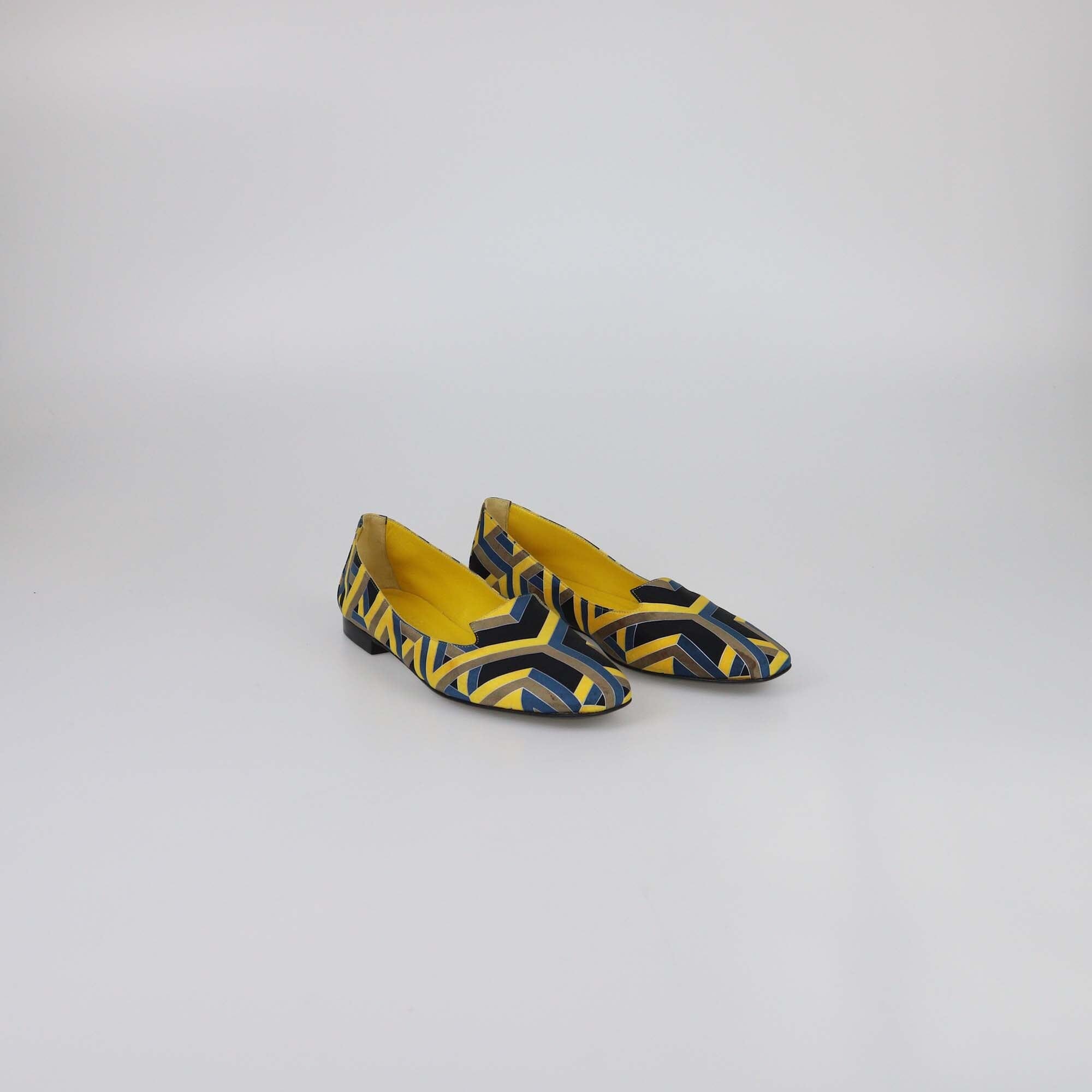 Hermes Multicolor Pattern Print Flats Womens Hermes 