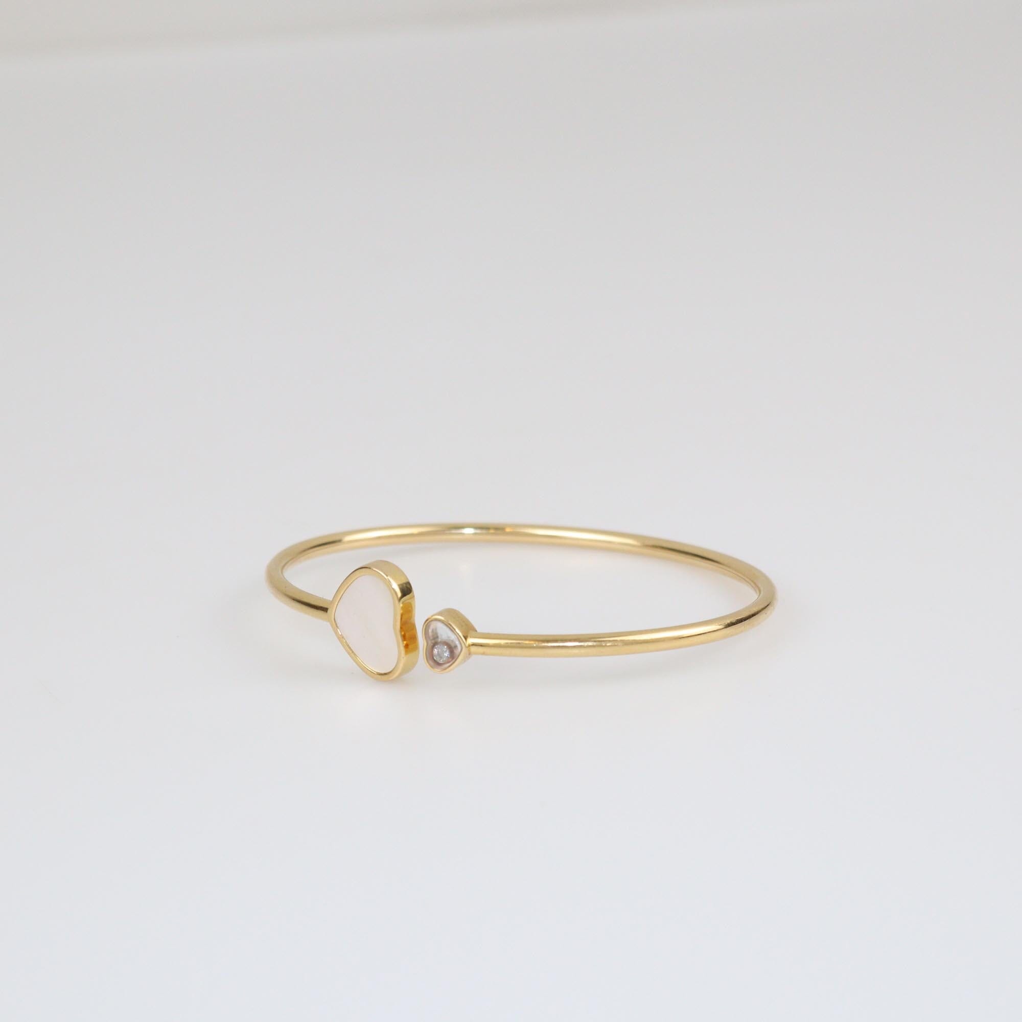 Chopard Happy Hearts Mother Of Pearl Diamond 18K Yellow Gold Open Bracelet Womens Chopard 