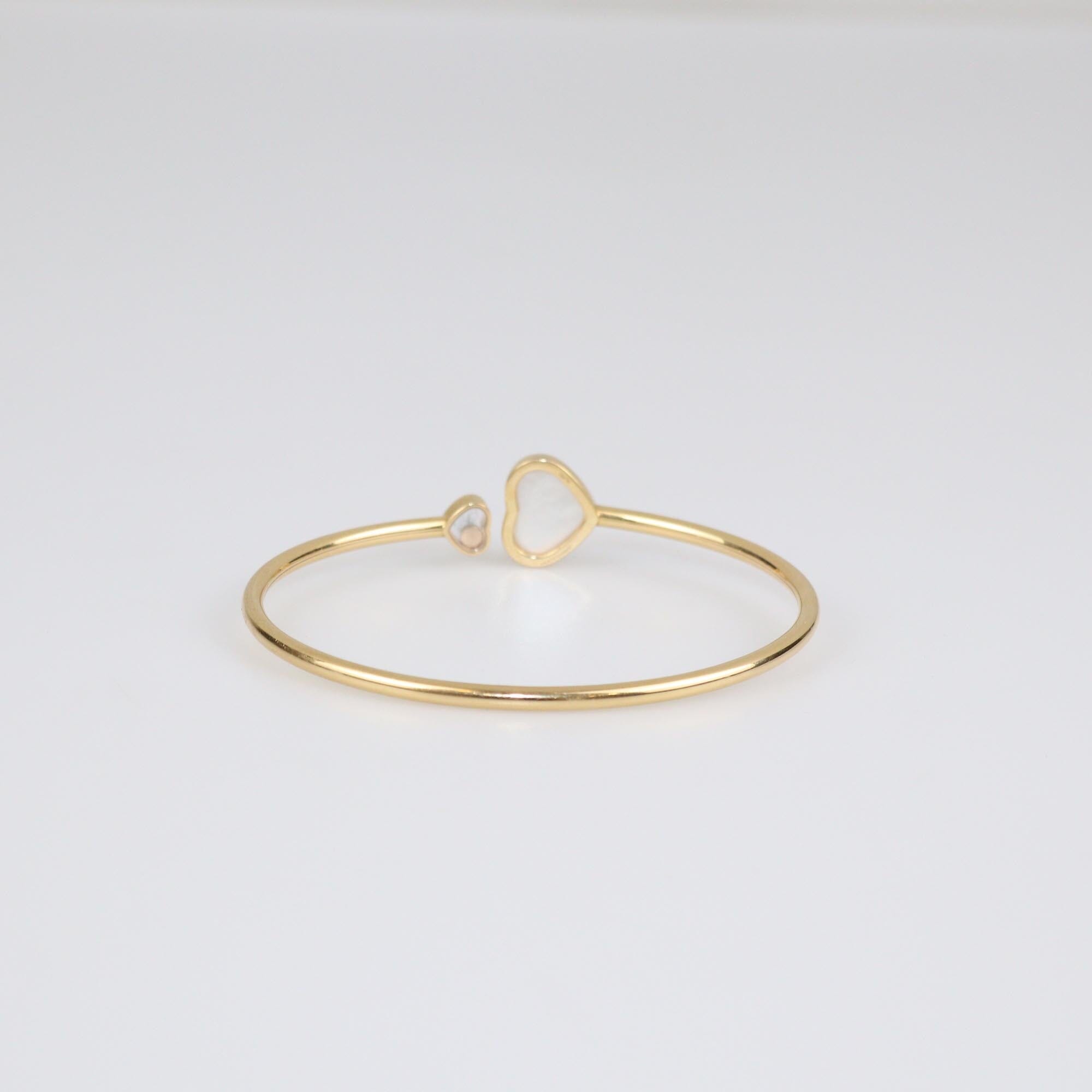 Chopard Happy Hearts Mother Of Pearl Diamond 18K Yellow Gold Open Bracelet Womens Chopard 