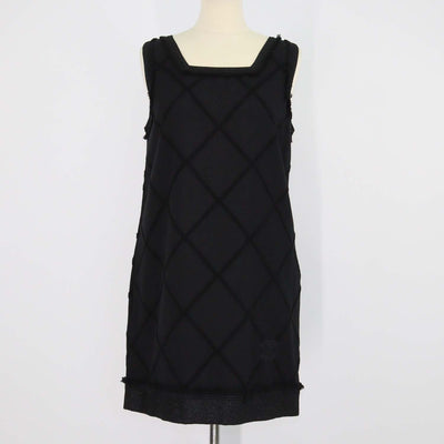 Chanel Black Blend Cotton Quilted Fringe Sleeveless Midi Dress