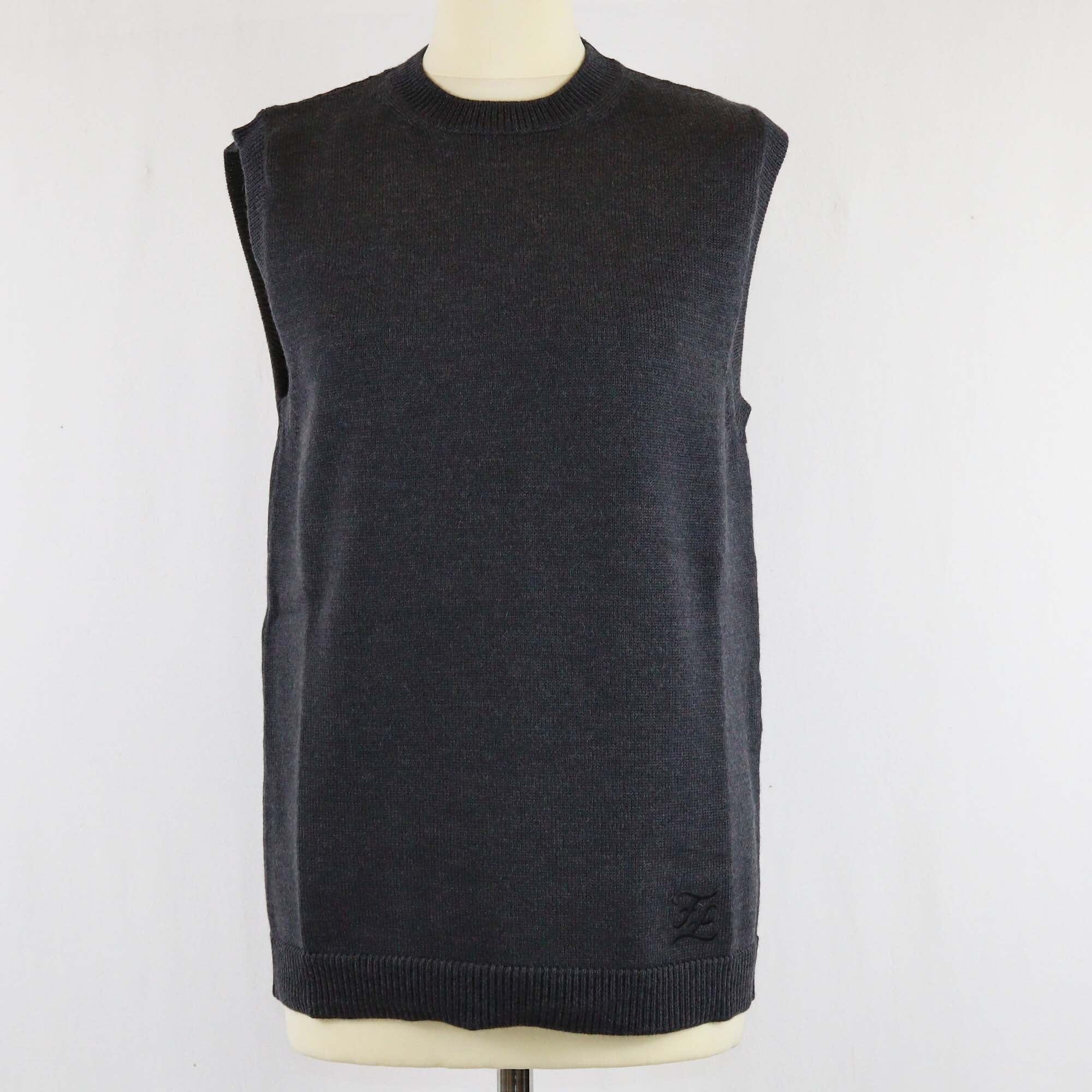 Fendi Charcoal Grey Fleece Sweater Vest Womens Fendi 