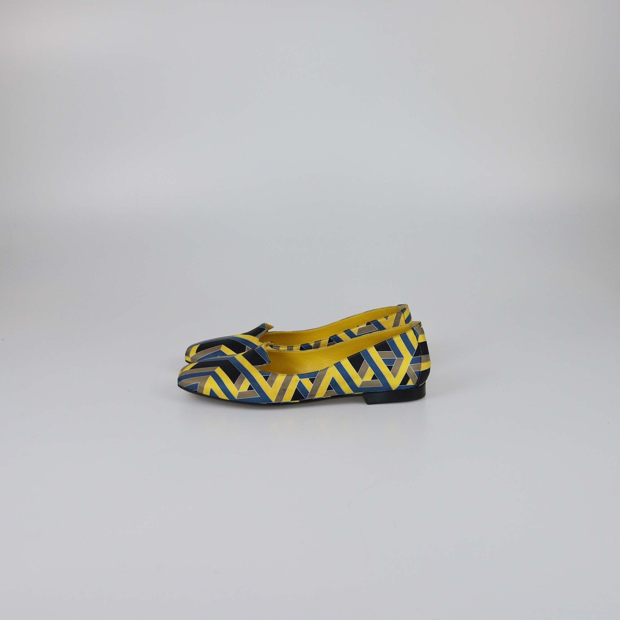 Hermes Multicolor Pattern Print Flats Womens Hermes 