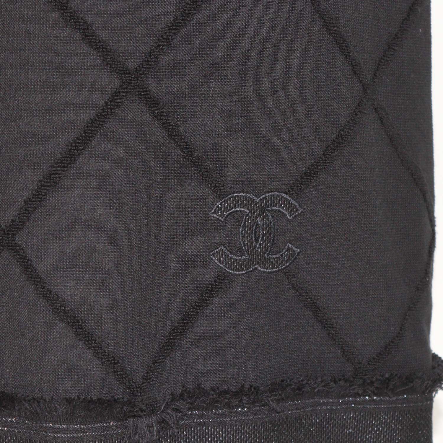Chanel Black Blend Cotton Quilted Fringe Sleeveless Midi Dress