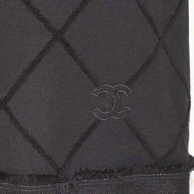 Chanel Black Blend Cotton Quilted Fringe Sleeveless Midi Dress