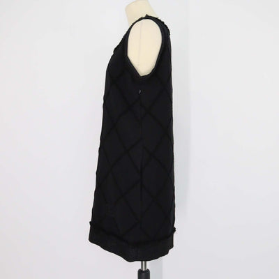 Chanel Black Blend Cotton Quilted Fringe Sleeveless Midi Dress