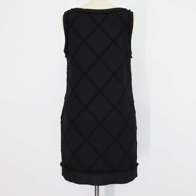 Chanel Black Blend Cotton Quilted Fringe Sleeveless Midi Dress