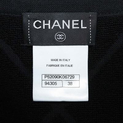Chanel Black Blend Cotton Quilted Fringe Sleeveless Midi Dress