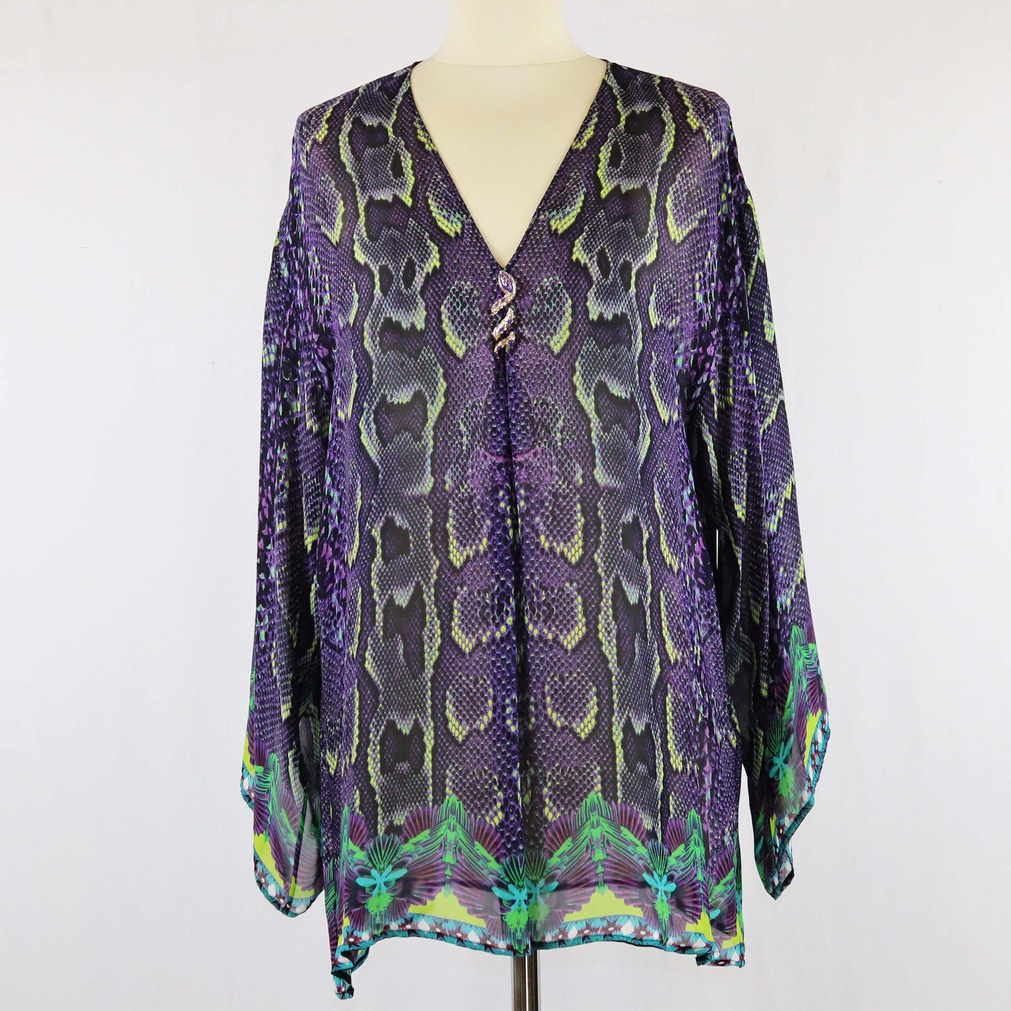 Roberto Cavalli Multicolor Snake Print Blouse Womens Roberto Cavalli 