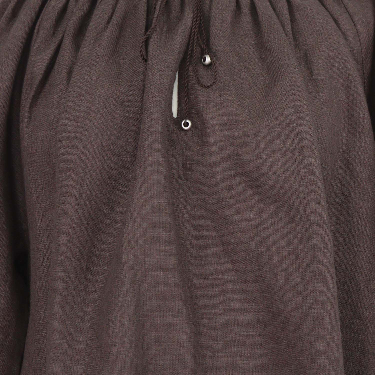 Etnodim Dark Brown Linen Embroidered Velina Dress