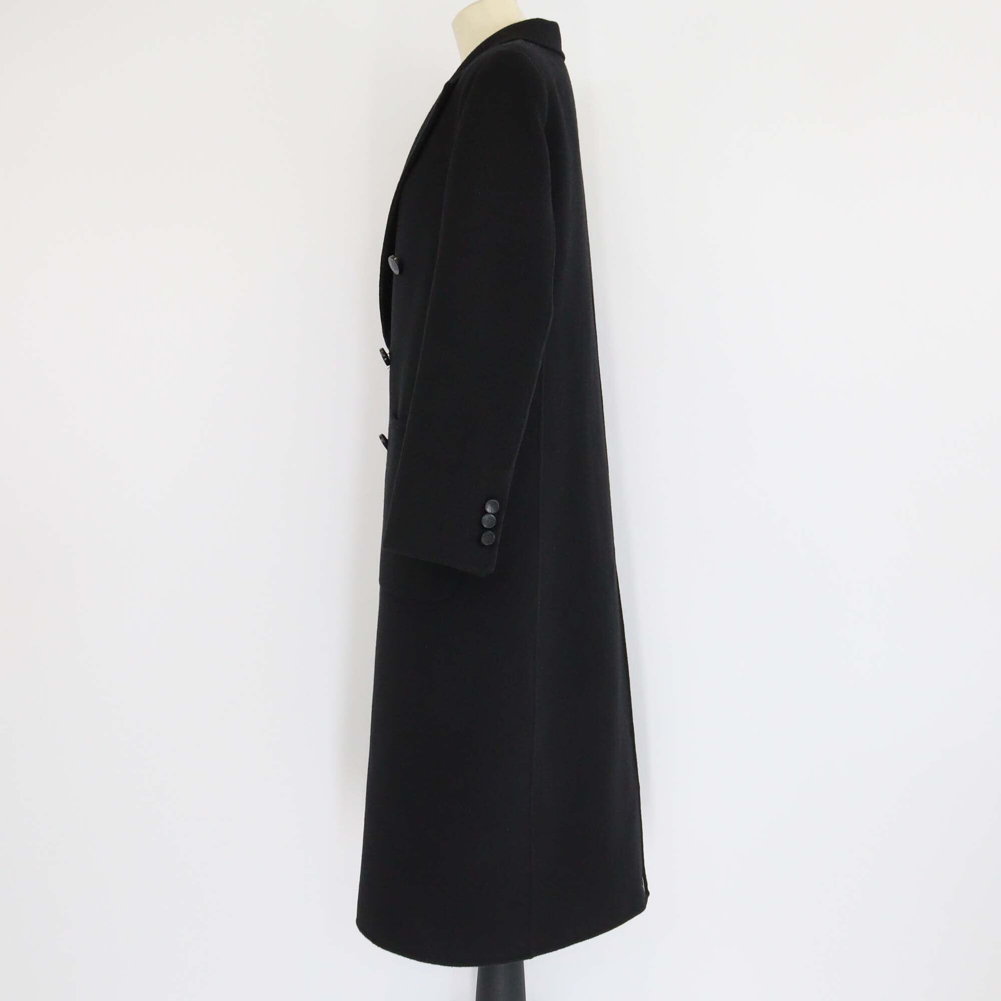 Fendi Black/Grey Wool & Silk Long Coat Womens Fendi 