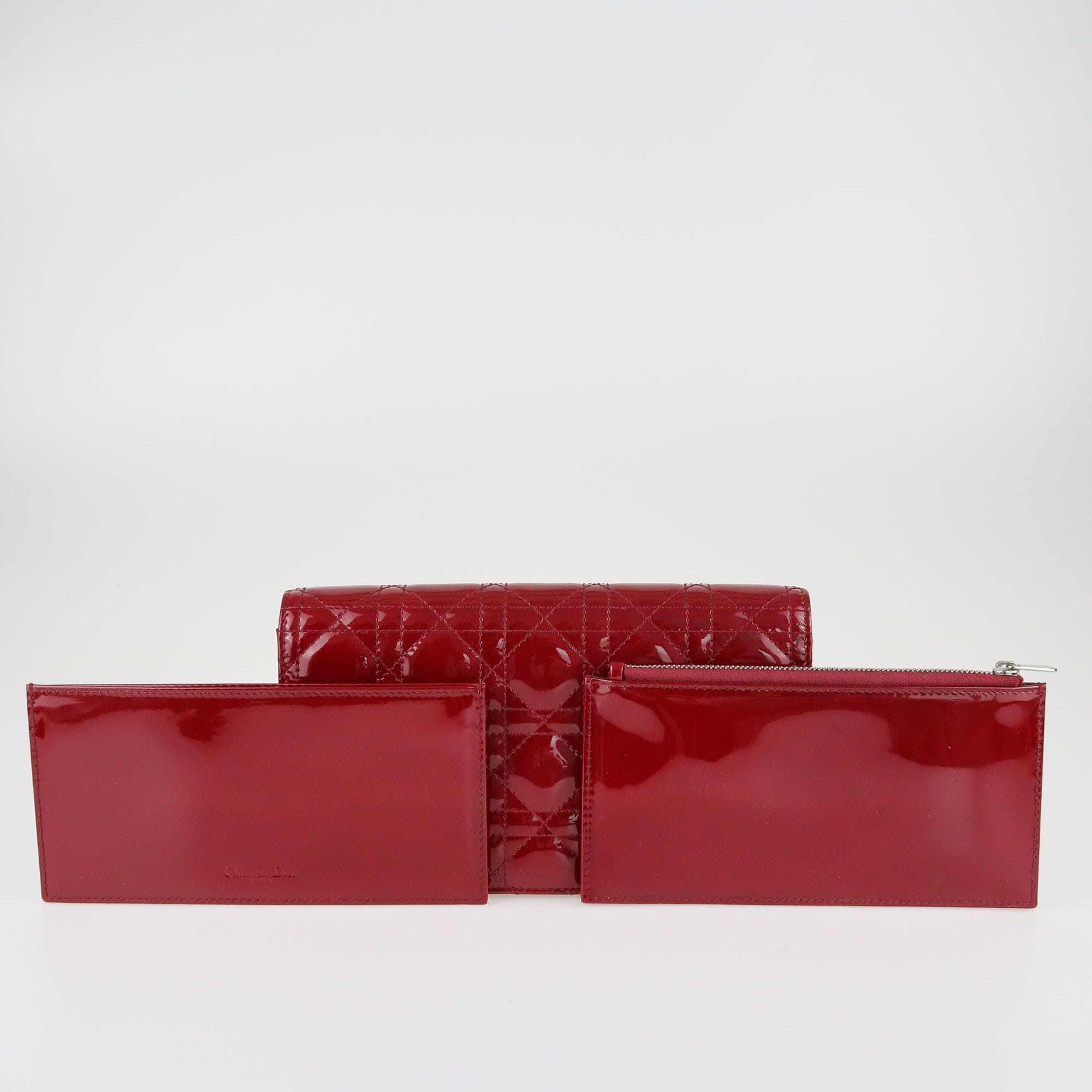 Christian Dior Red Cannage Lady Dior Pouch Bags Christian Dior 