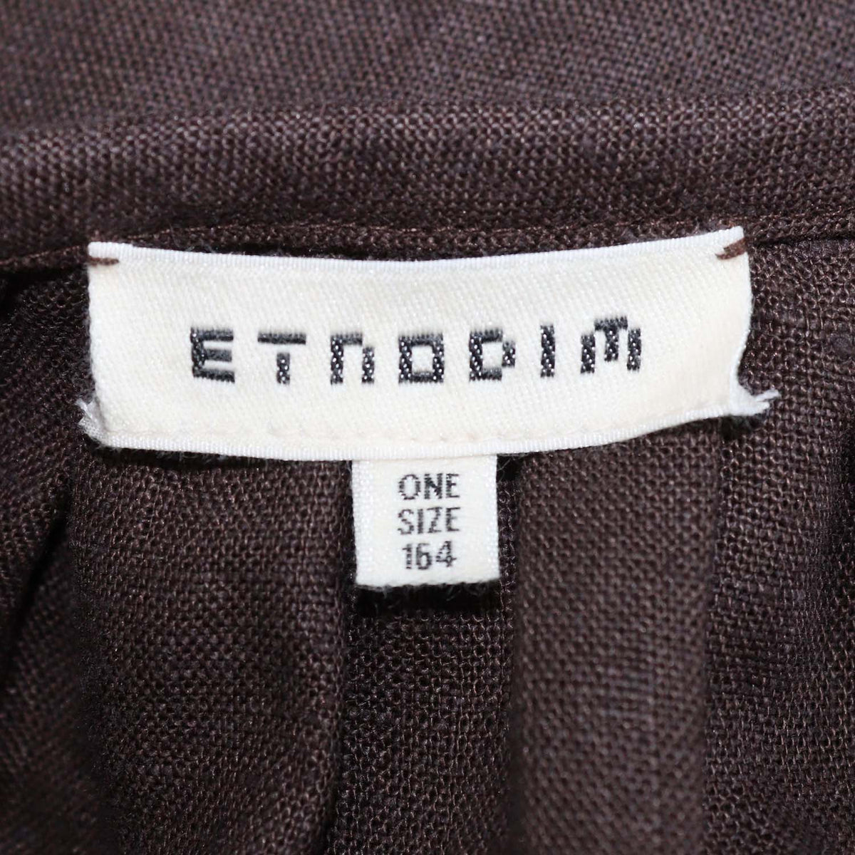 Etnodim Dark Brown Linen Embroidered Velina Dress