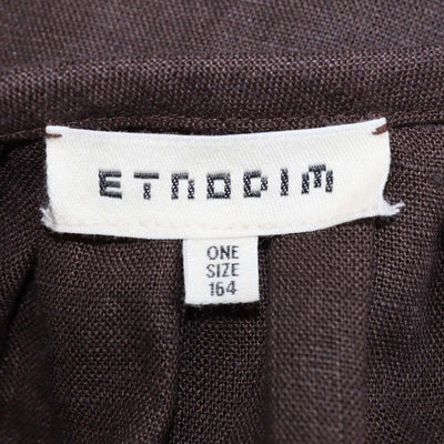 Etnodim Dark Brown Linen Embroidered Velina Dress