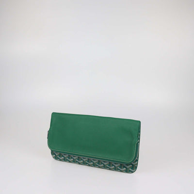 Goyard Green Goyardine Coated Canvas and Leather Sainte Marie MM Clutch