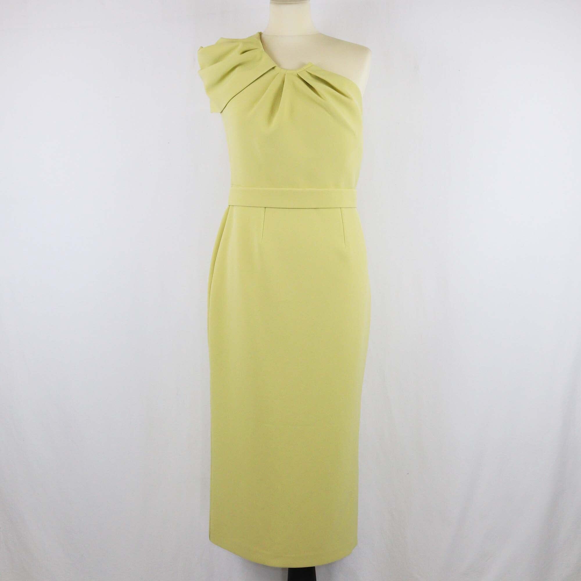 Safiyaa Yellow One Shoulder Midi Dress Womens Safiyaa 