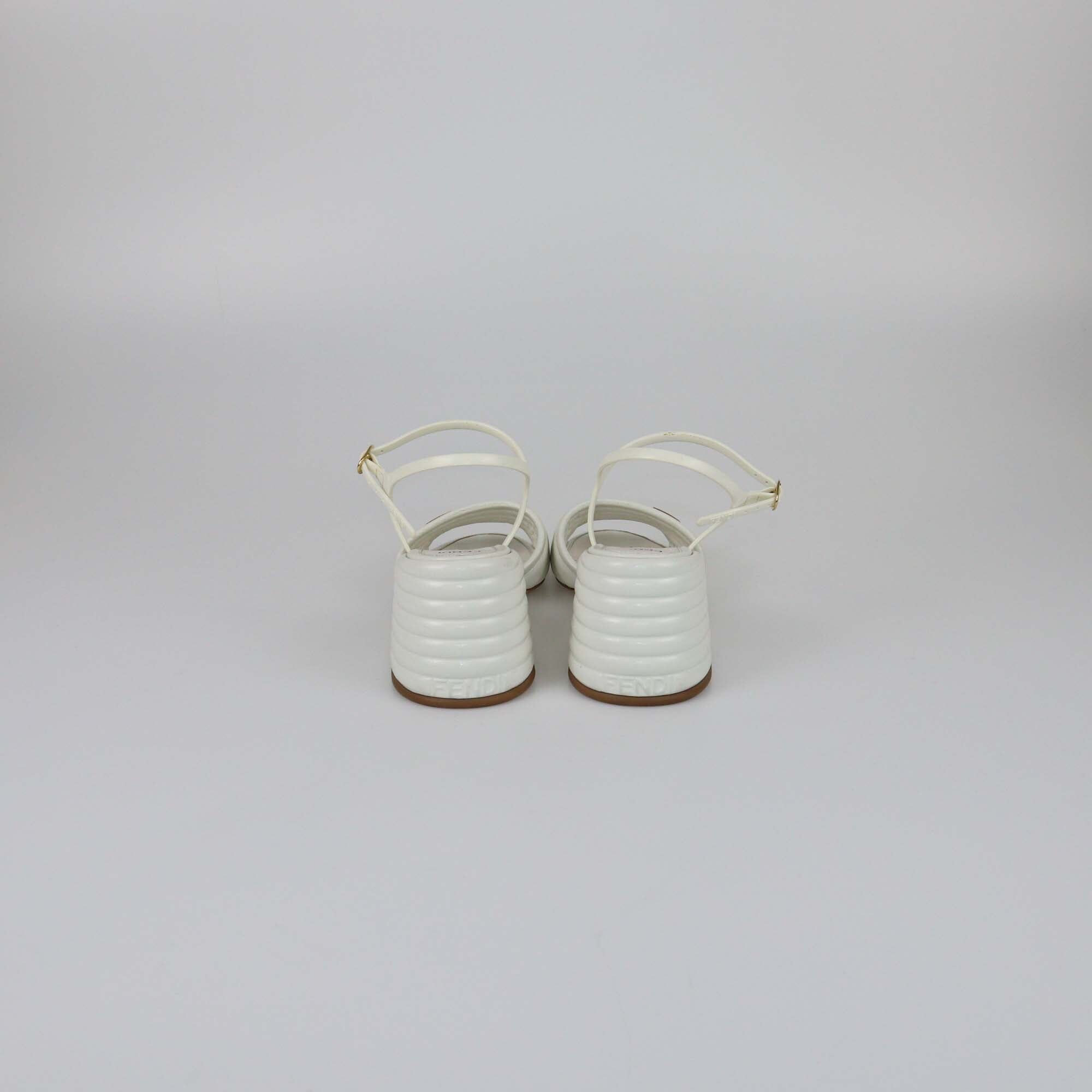 Fendi White Logo Embellished Sandals Womens Fendi 