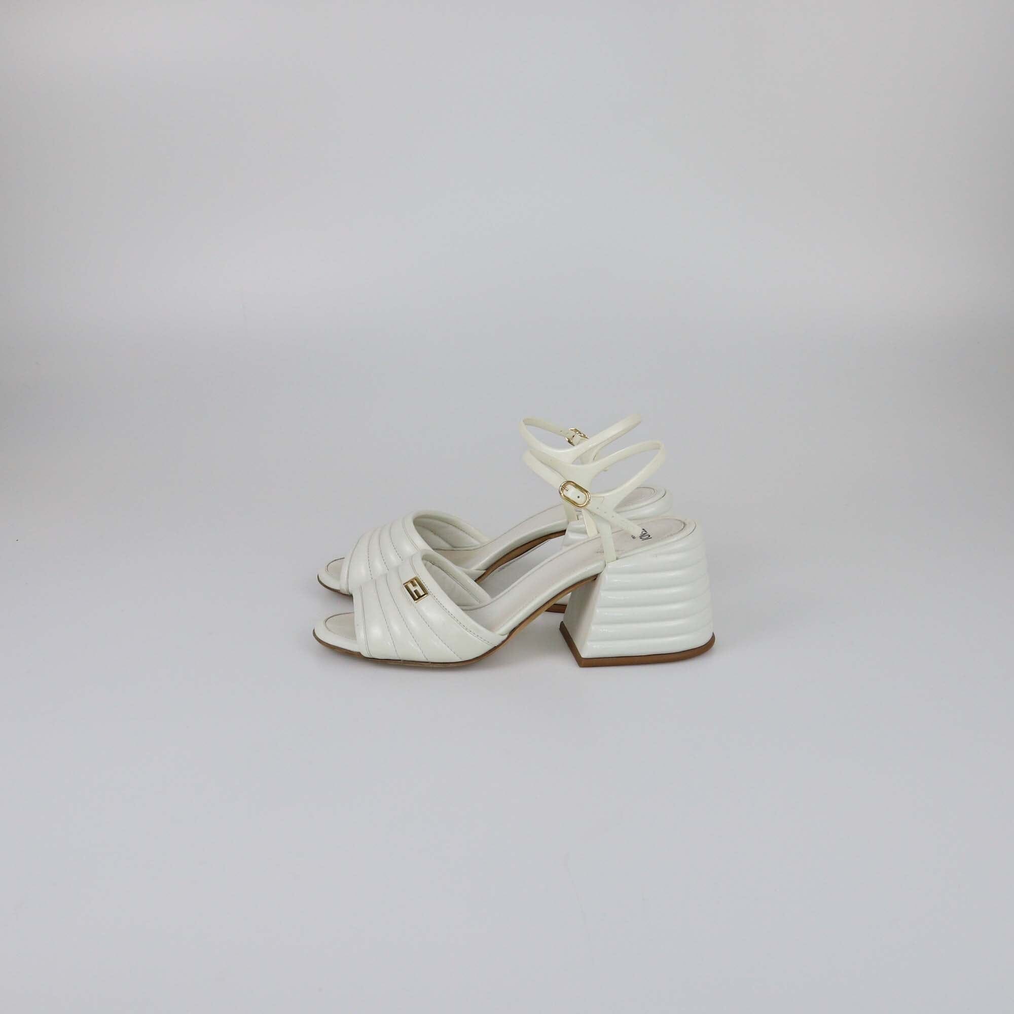 Fendi White Logo Embellished Sandals Womens Fendi 