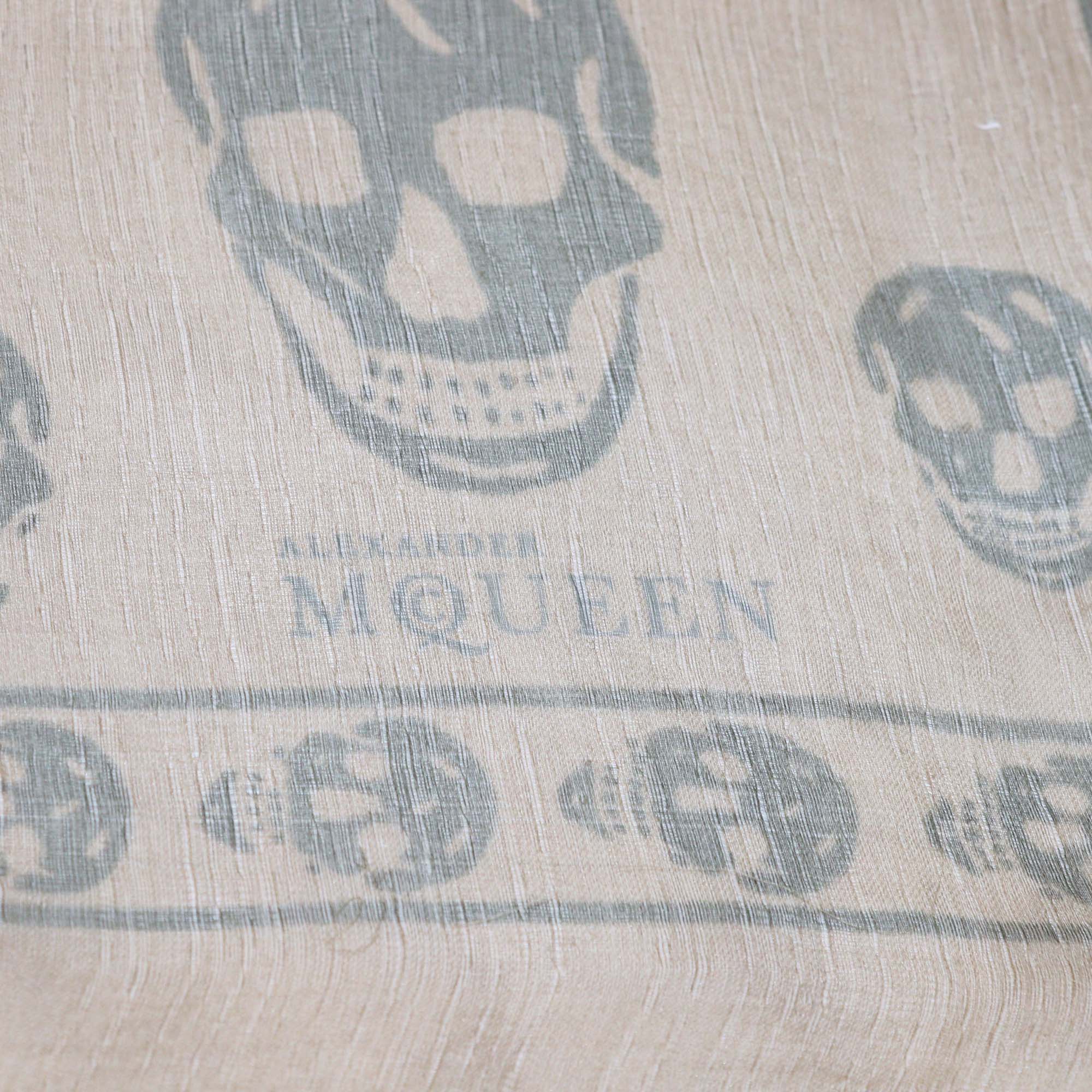 Alexander McQueen Olive Green Silk Skull Print Shawl