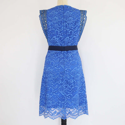 Sandro Blue Eyelet Lace Detail Midi Dress Womens Sandro 