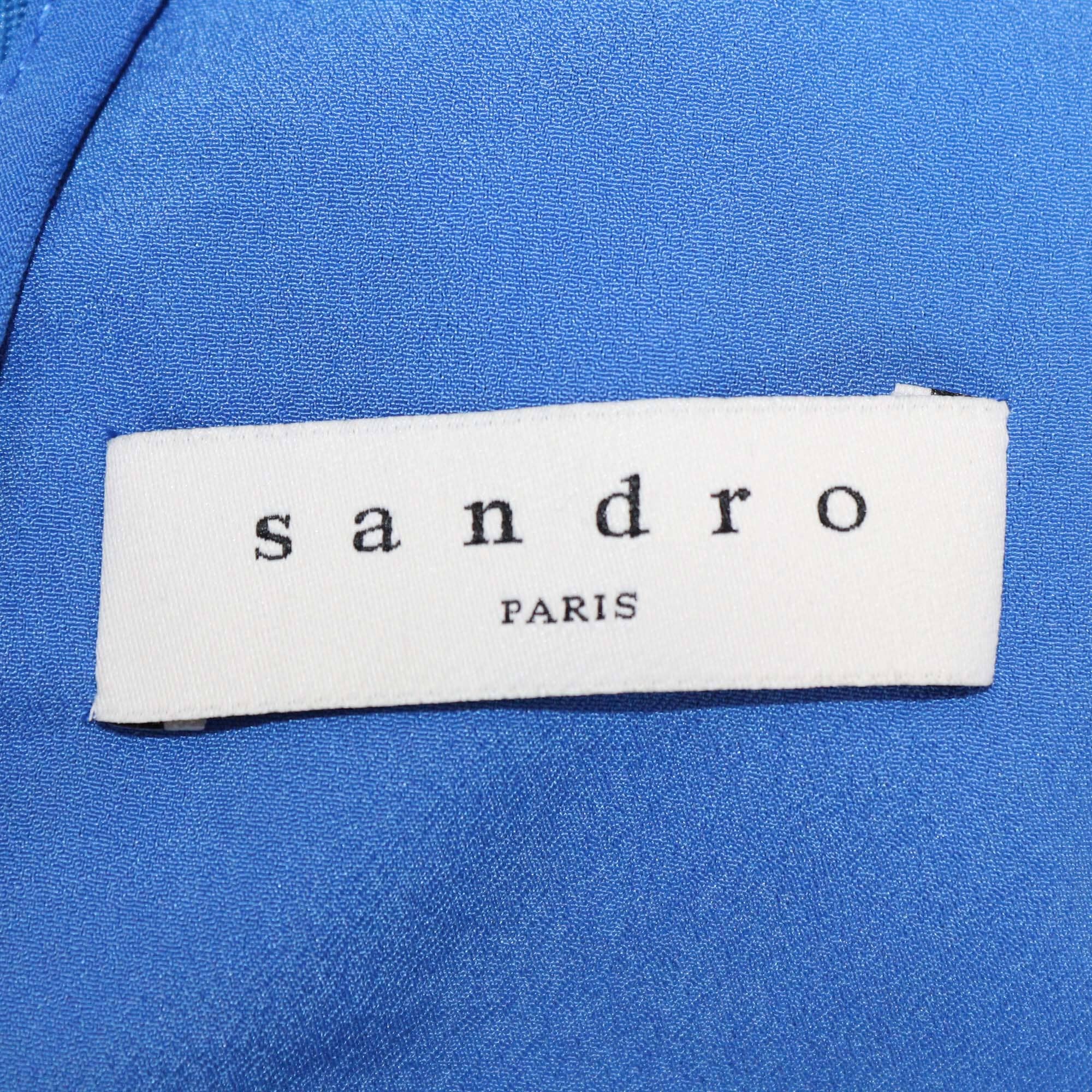 Sandro Blue Eyelet Lace Detail Midi Dress Womens Sandro 