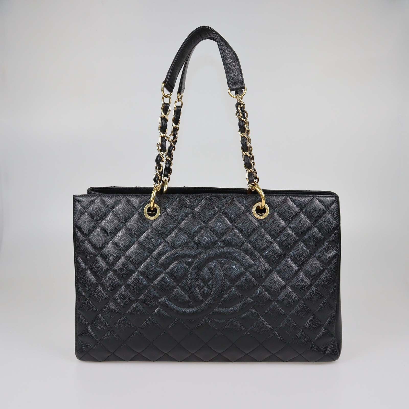 Chanel Black Quilted Caviar Leather XL Grand Shopping Tote