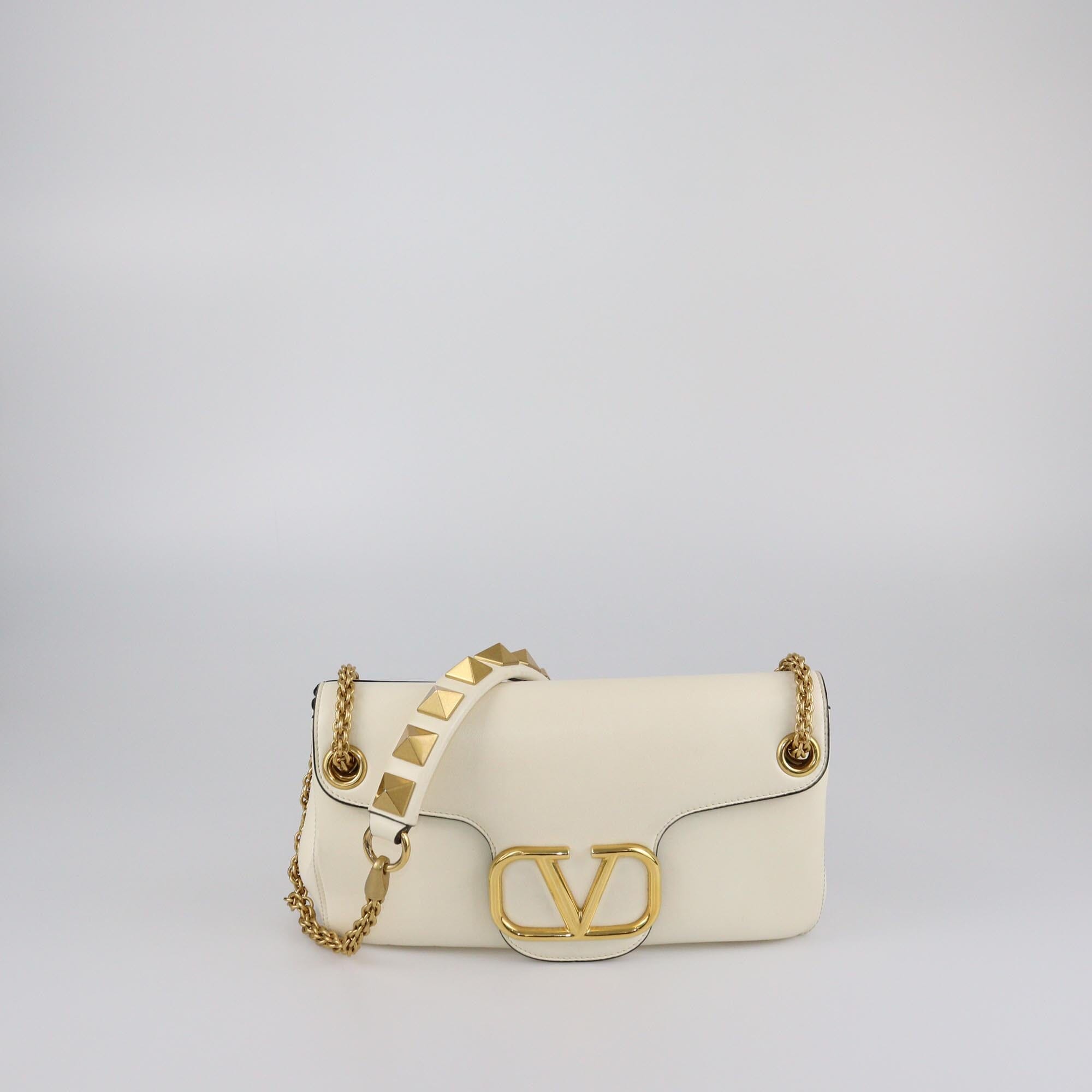 Valentino Off White Stud Sign VLogo Shoulder Bag Womens Valentino 