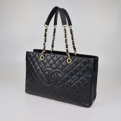 Chanel Black Quilted Caviar Leather XL Grand Shopping Tote