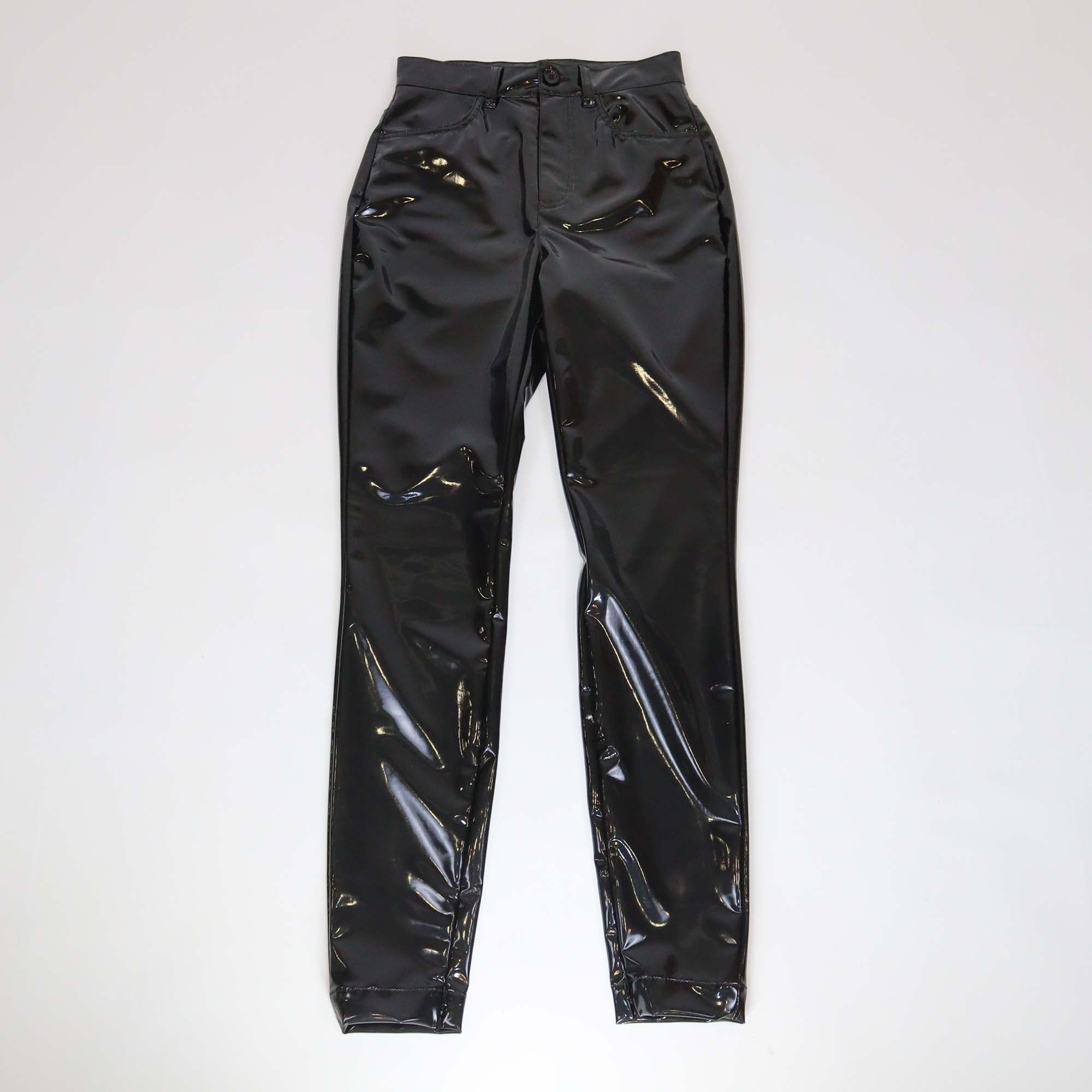 Dolce & Gabbana Black Shiny Coated Fabric Skinny Pants
