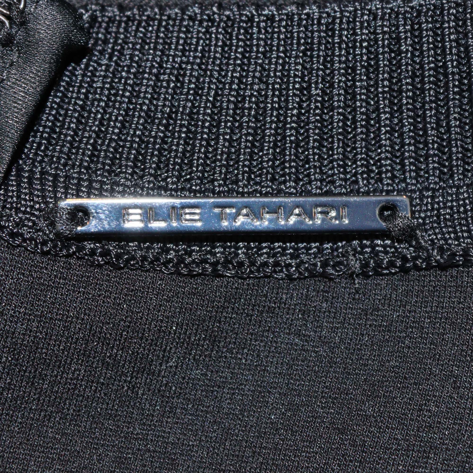Elie Tahari Black/Navy Blue Blended Cotton Short Sleeve Dress Womens Elie Tahari 