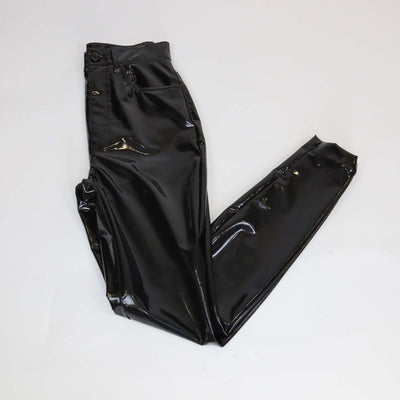 Dolce & Gabbana Black Shiny Coated Fabric Skinny Pants