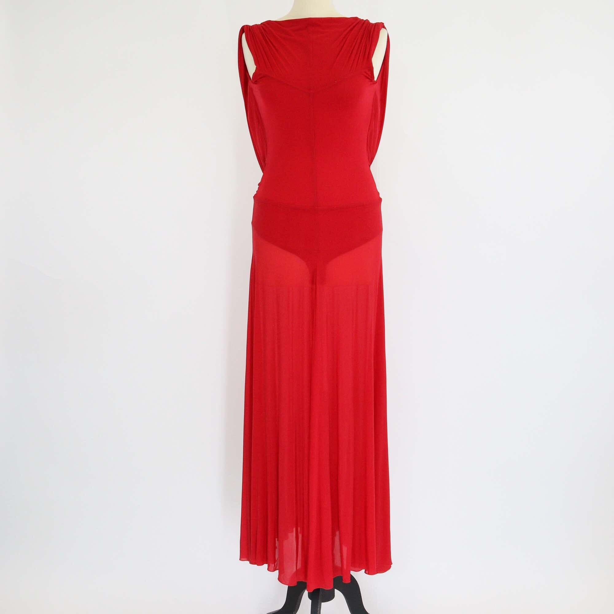 Magda Butrym Red Cupro Drop Waist Maxi Dress Womens Magda Butrym 