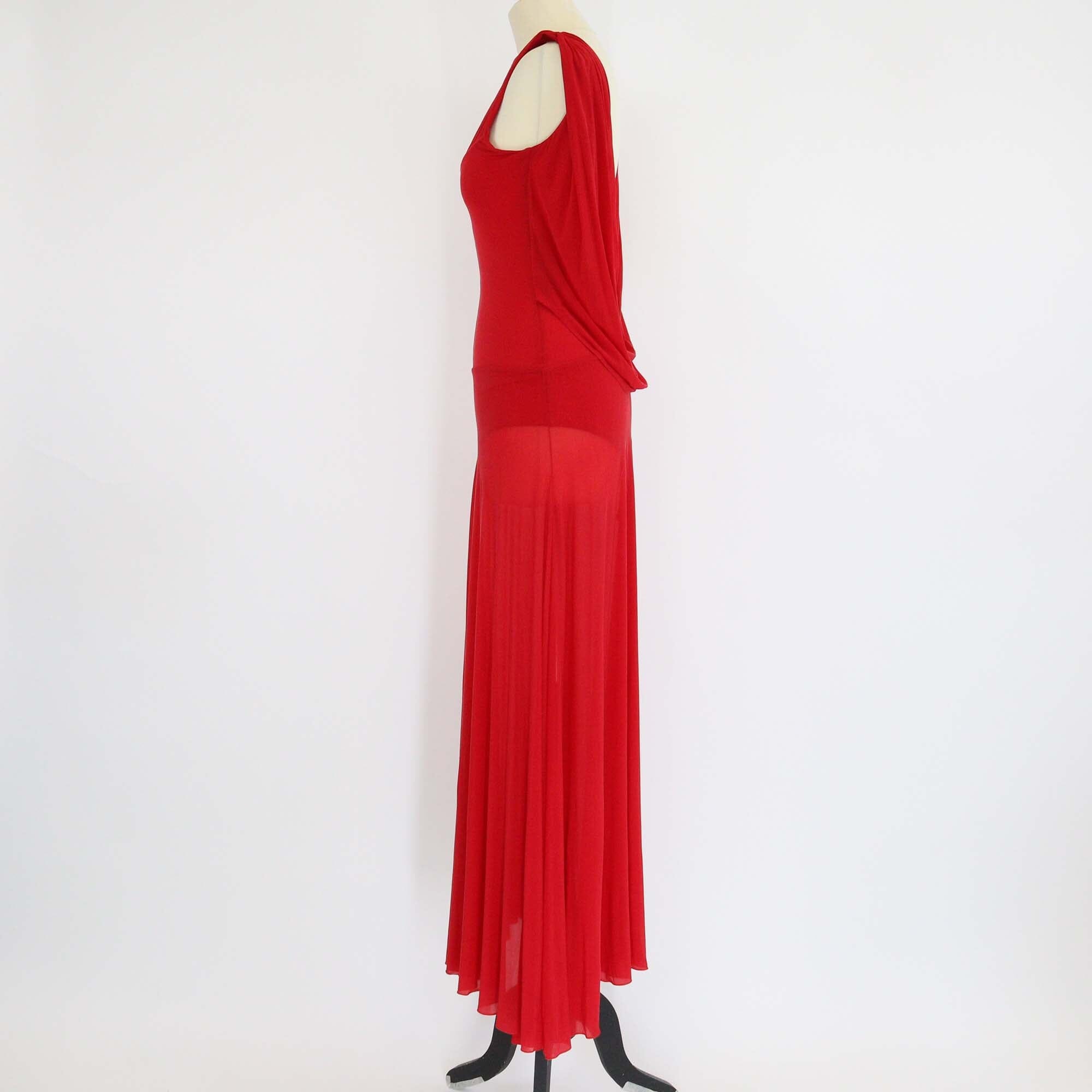 Magda Butrym Red Cupro Drop Waist Maxi Dress Womens Magda Butrym 