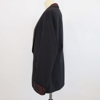 Dolce & Gabbana Black/Red Blend Wool Paisley Embroidered Tuxedo