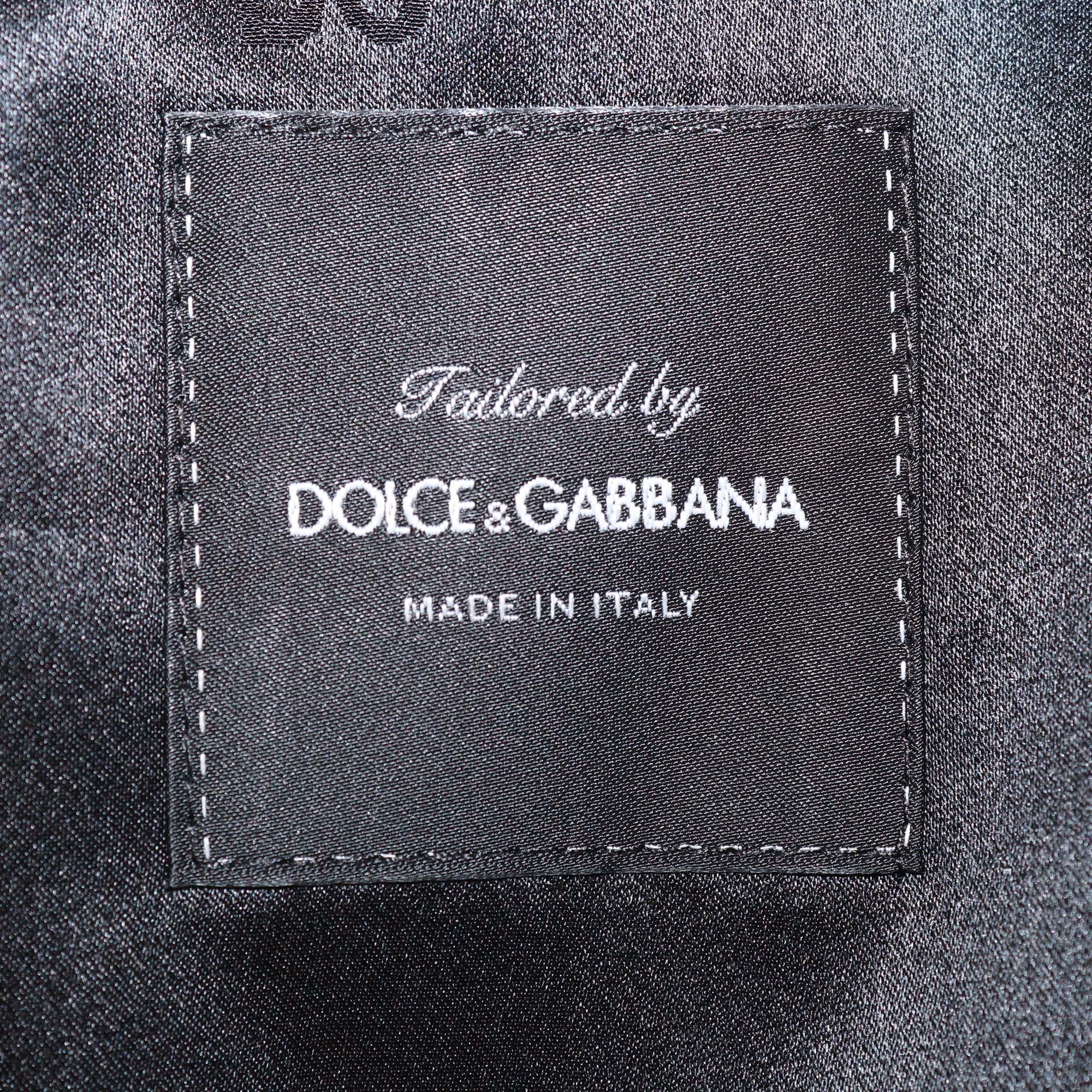Dolce & Gabbana Black/Red Blend Wool Paisley Embroidered Tuxedo