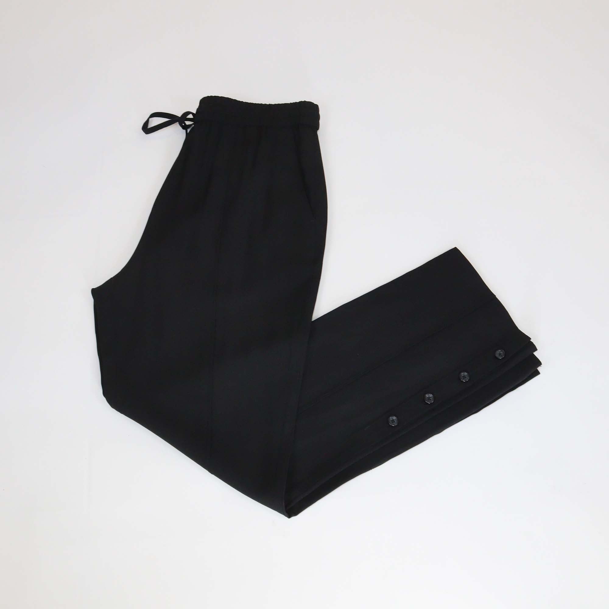 3.1 Phillip Lim Black Blend Wool Button Detail Drawstring Pants