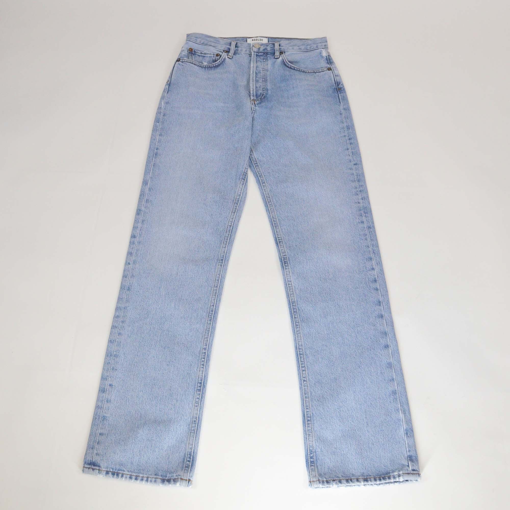 Agolde Blue Washed Denim Straight-Leg Jeans