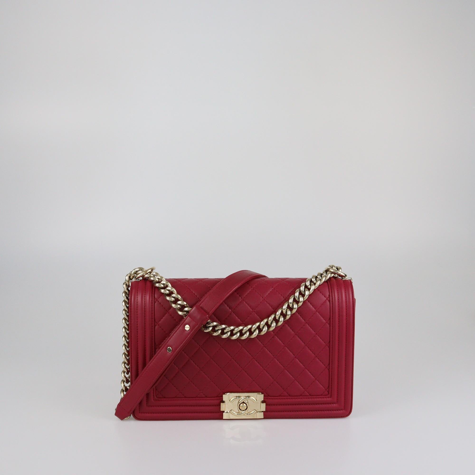 Chane Red Quilted New Medium Boy Flap Bag Womens Chanel 
