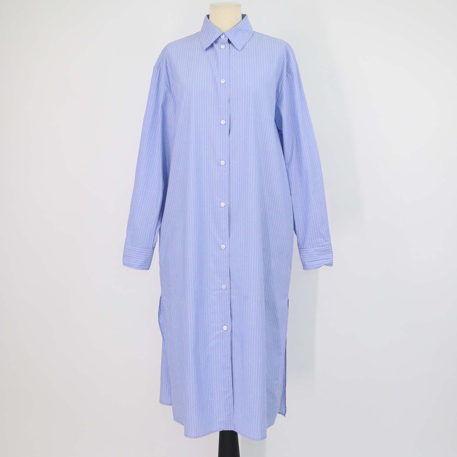 The Row Blue Cotton Striped Chihiro Shirt Dress
