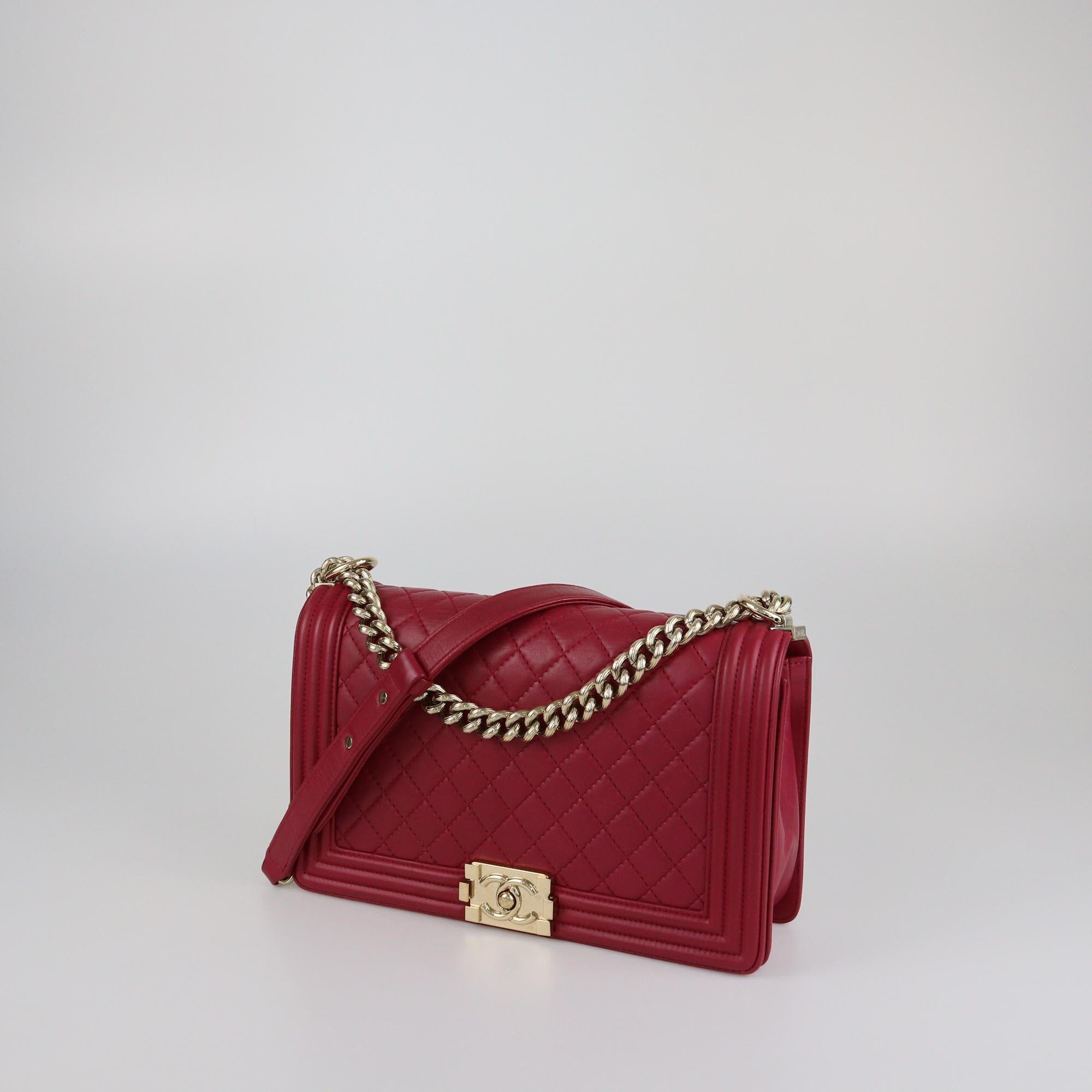 Chane Red Quilted New Medium Boy Flap Bag Womens Chanel 