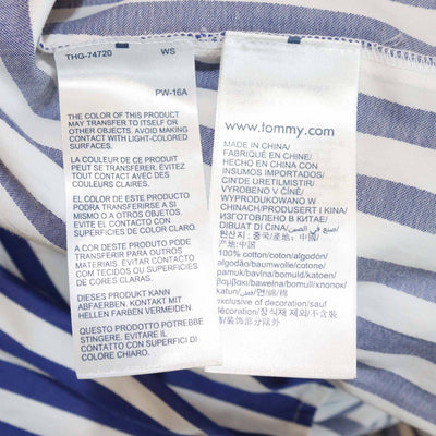 Tommy Hilfiger Blue/White Cotton Striped Pleated Sleeveless Maxi Dress Womens Tommy Hilfiger 