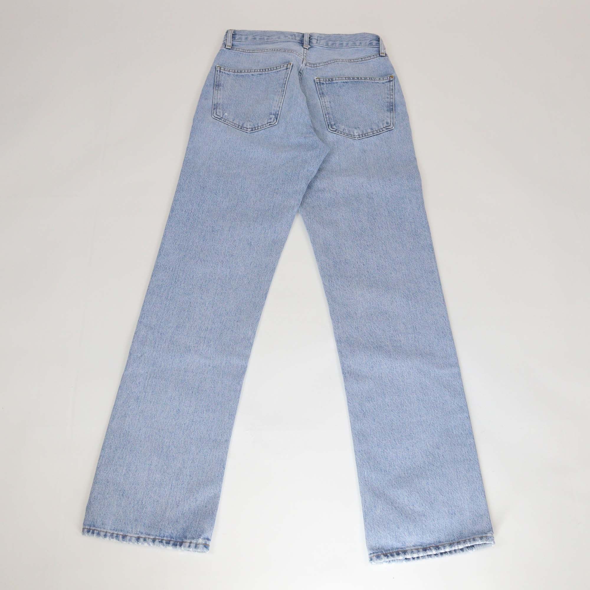 Agolde Blue Washed Denim Straight-Leg Jeans