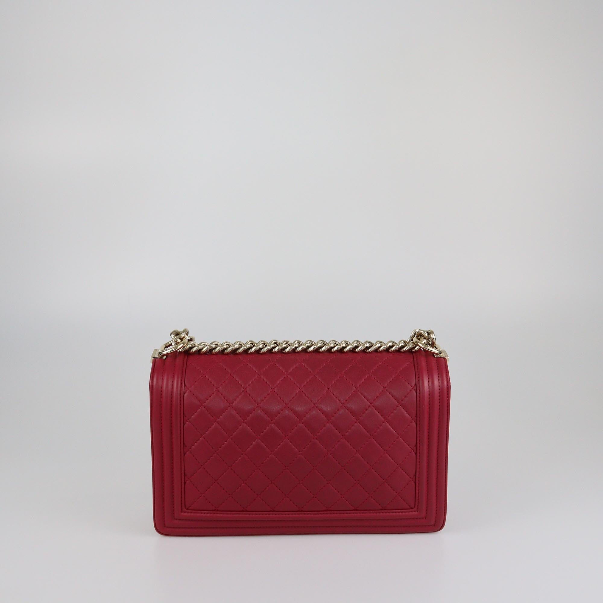 Chane Red Quilted New Medium Boy Flap Bag Womens Chanel 