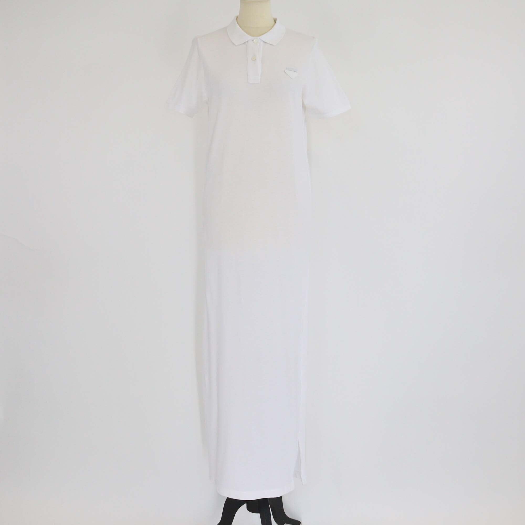 Prada White Cotton Pique Short Sleeve Polo Dress Womens Prada 