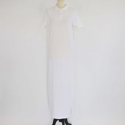 Prada White Cotton Pique Short Sleeve Polo Dress Womens Prada 